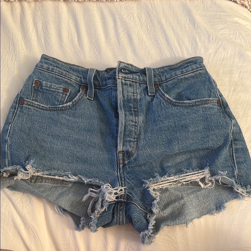 Levi's Blue Jean Shorts Distressed
